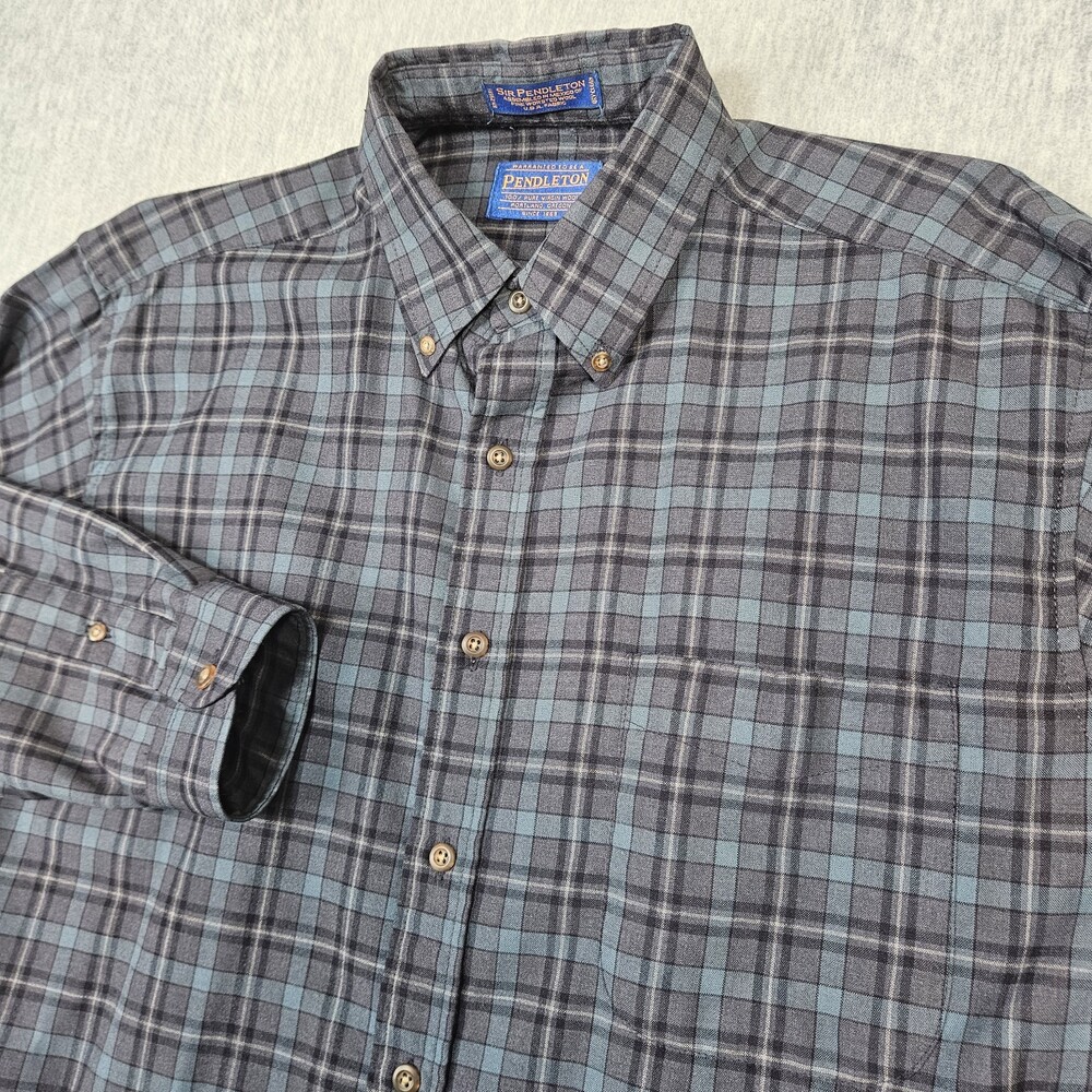 Pendleton Shirt Men M Sir Pendleton Worsted Wool Plaid Button Down Long Sleeve